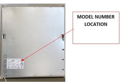 Envi high-efficiency electric panel heaters with model number location
